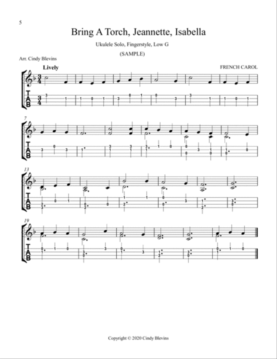 10 Songs for Christmas, Book 2, Ukulele Solo, Fingerstyle, Low G Ukulele scores gallery preview page 2