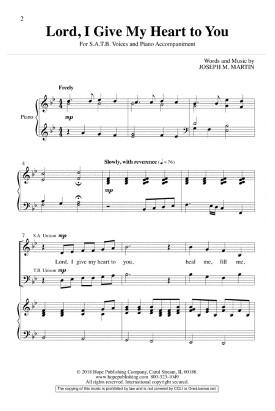 Lord, I Give My Heart to You 4-Part scores gallery preview page 2