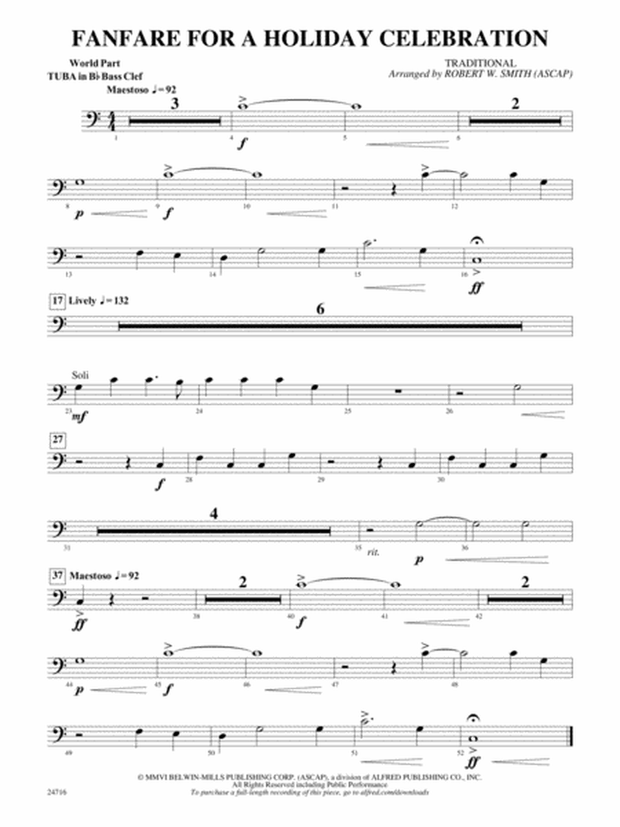 Fanfare for a Holiday Celebration: (wp) B-flat Tuba B.C.