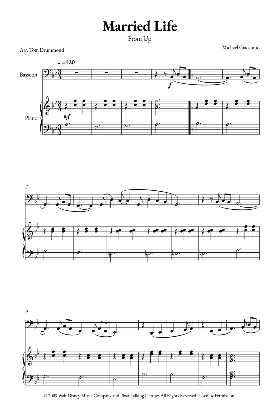 Married Life Bassoon scores gallery preview page 1