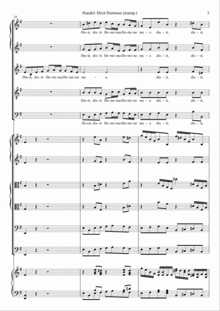 G. Fr. Handel: DIXIT DOMINUS Divisi scores gallery preview page 5
