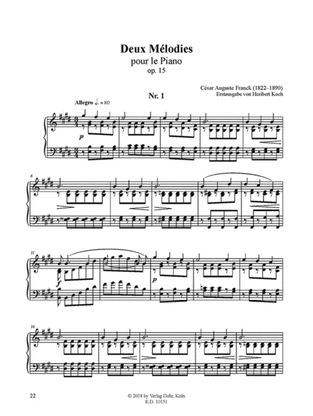 Quatre Mélodies pour le Piano (Erstausgabe)