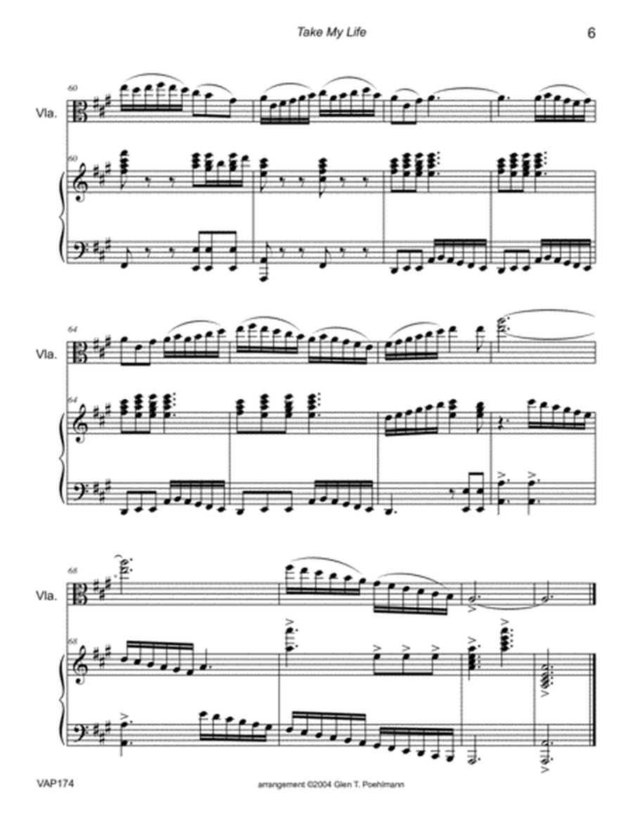 TAKE MY LIFE AND LET IT BE - VIOLA SOLO with Piano Accompaniment image number null