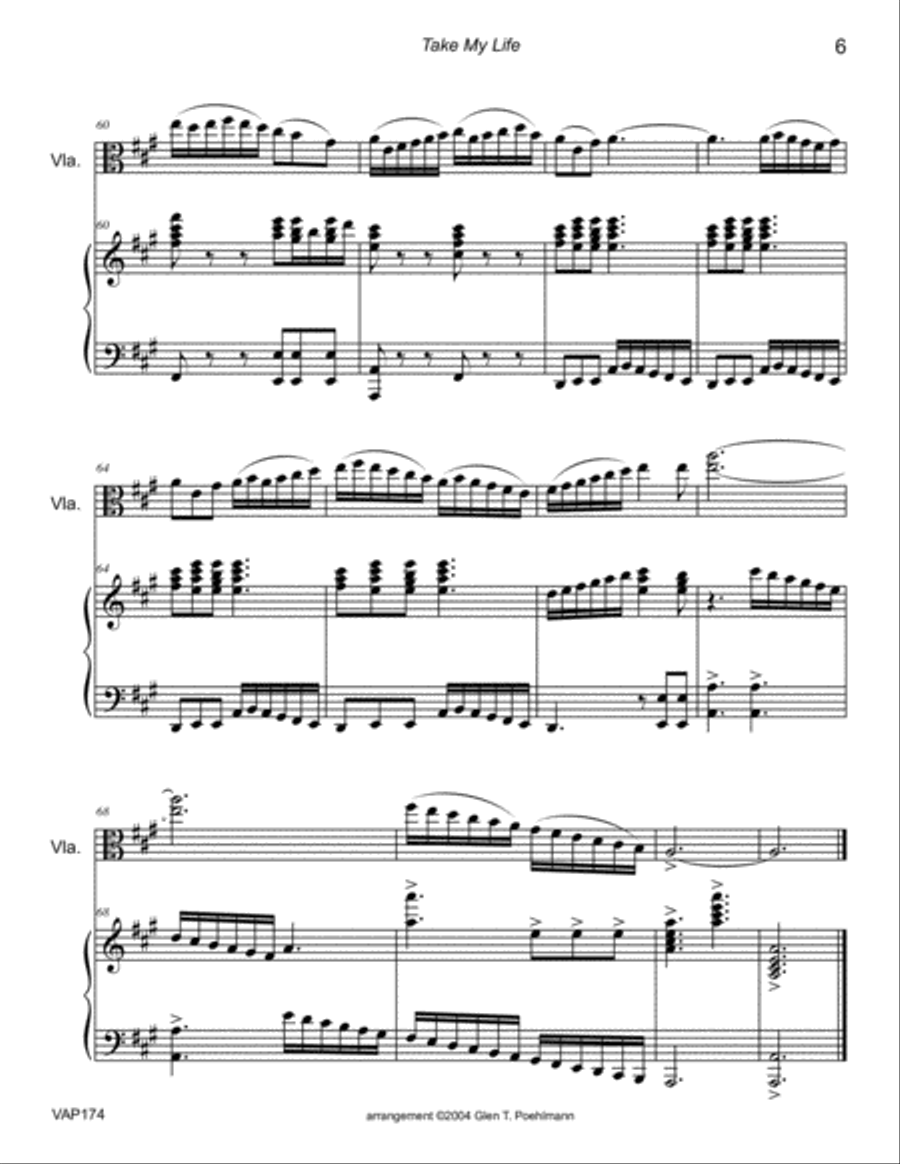 TAKE MY LIFE AND LET IT BE - VIOLA SOLO with Piano Accompaniment image number null