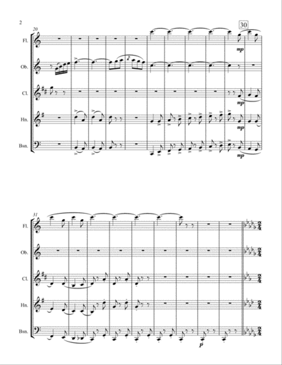 Scenes from La Bohéme for WW Quintet Woodwind Quintet scores gallery preview page 2
