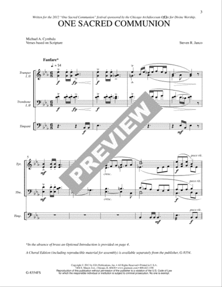 One Sacred Communion - Instrument edition Flute scores gallery preview page 3