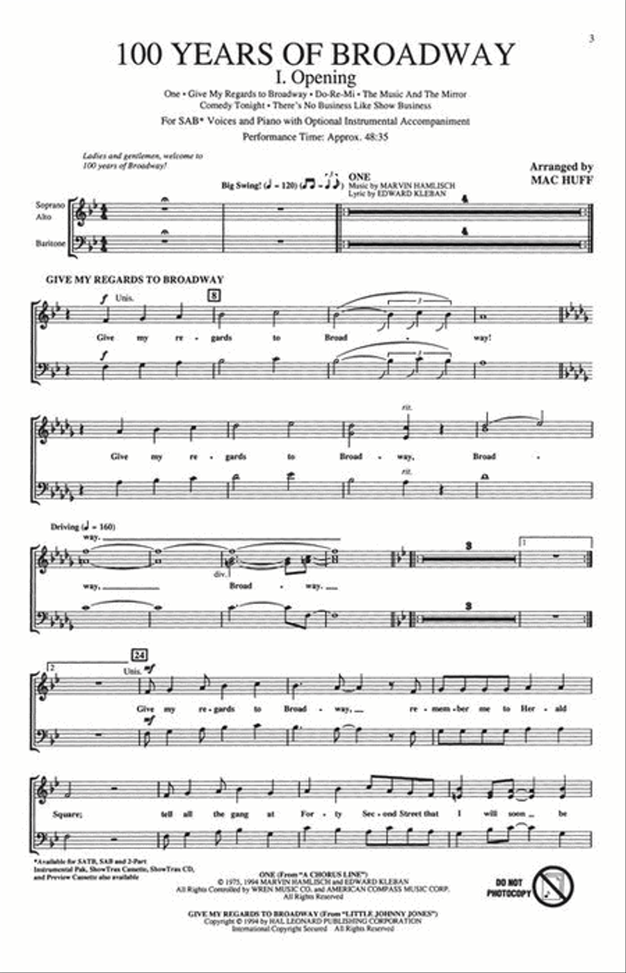 100 Years of Broadway (Medley) 3-Part scores gallery preview page 4