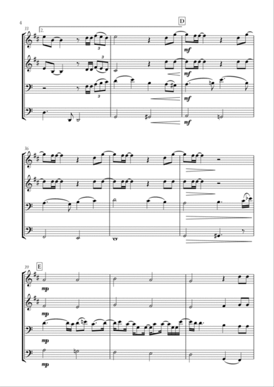When We Were Young Brass Quartet scores gallery preview page 4