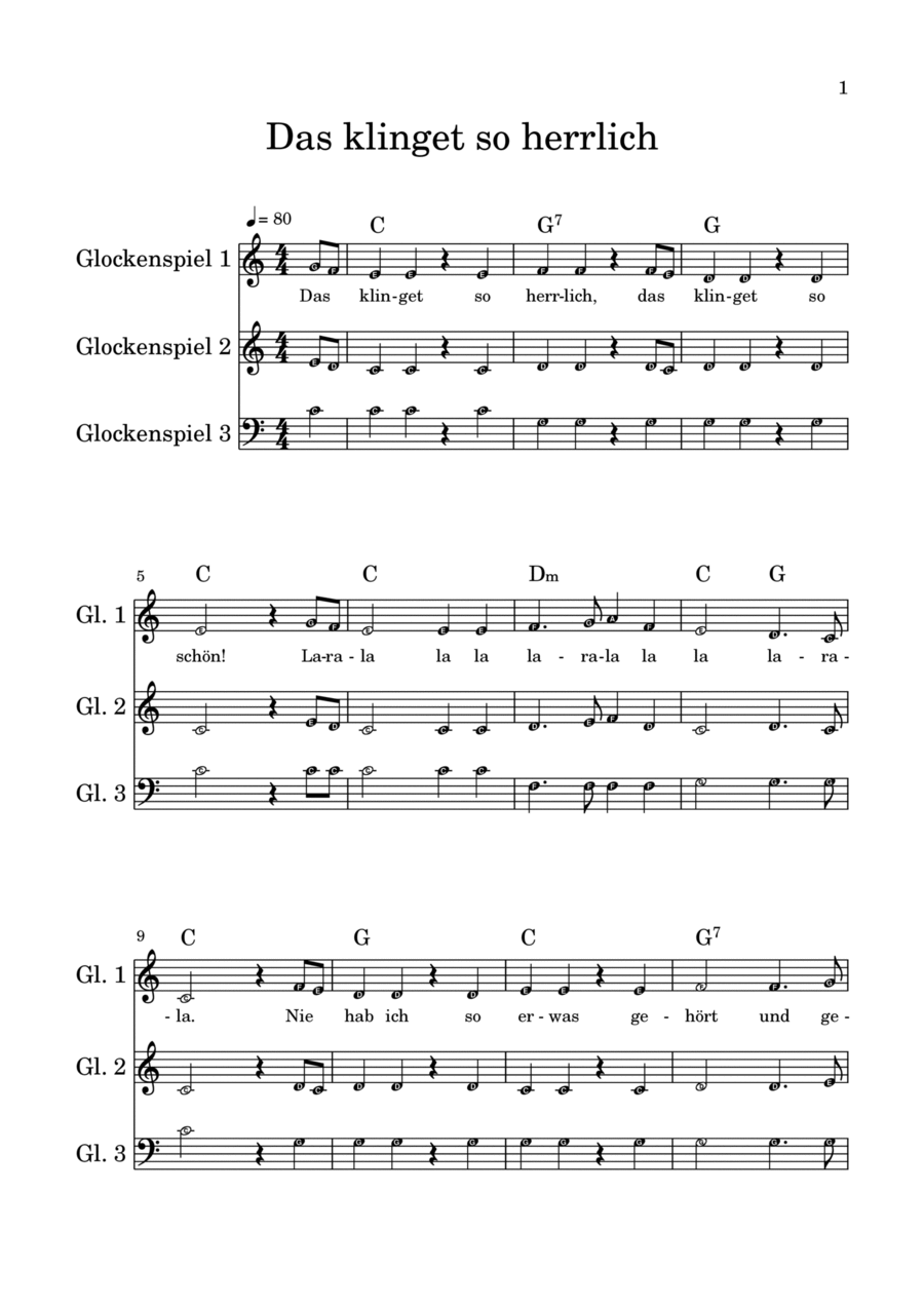 Das klinget so herrlich from „The magic flute“ Glockenspiel scores gallery preview page 1