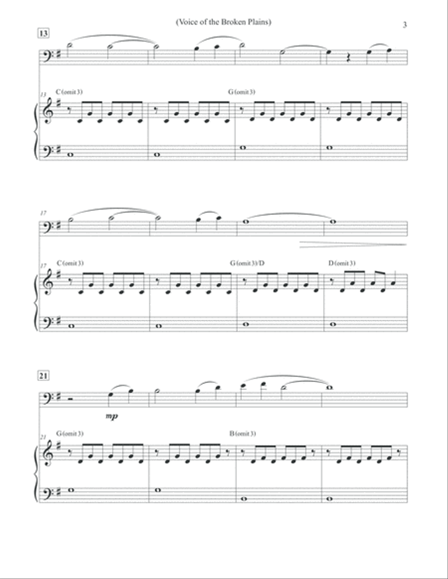 Voice of the Broken Plains - Cello & Piano Voice scores gallery preview page 3