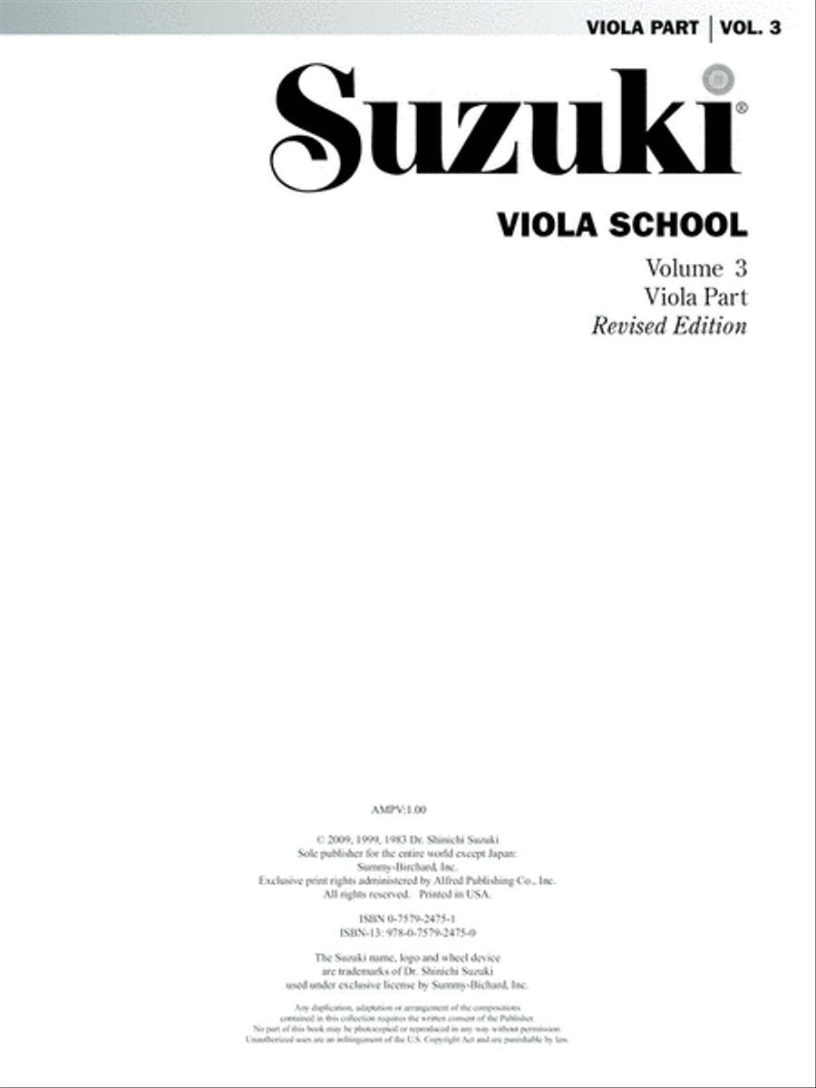 Suzuki Viola School, Volume 3