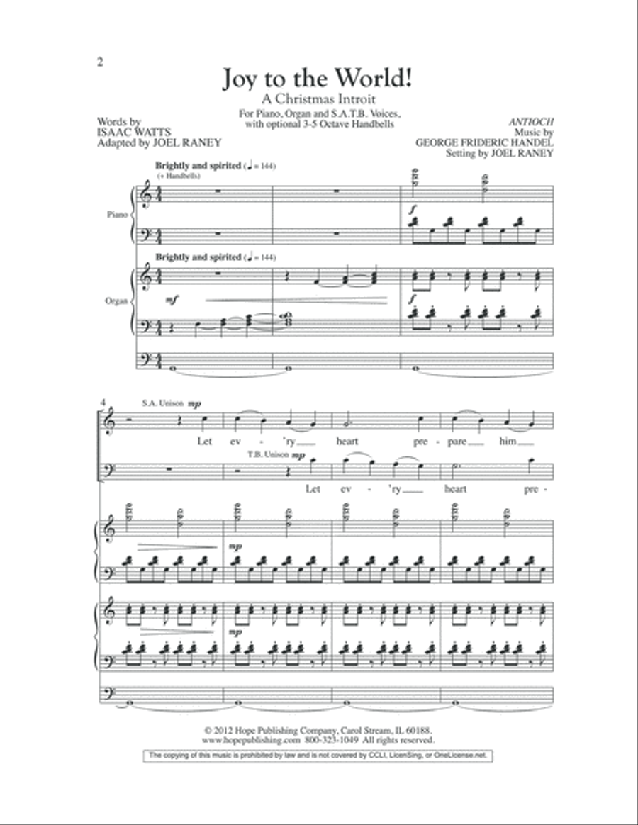 Joy to the World (A Christmas Introit) 4-Part scores gallery preview page 2