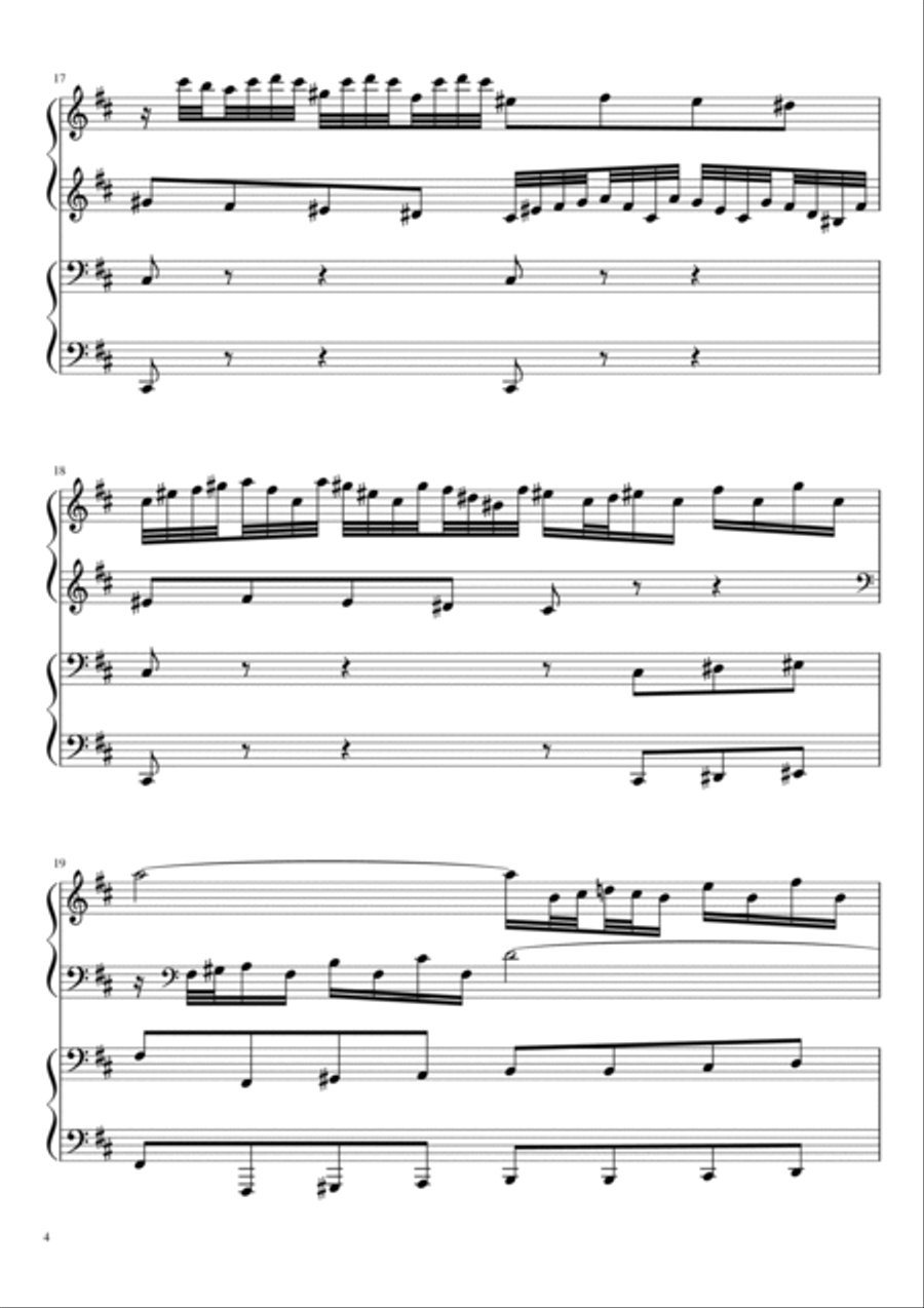 Organ sonata (Triosonata) n. 4 in E minor (BWV 528) - Andante - Arrangement for 4-hands piano Organ scores gallery preview page 4