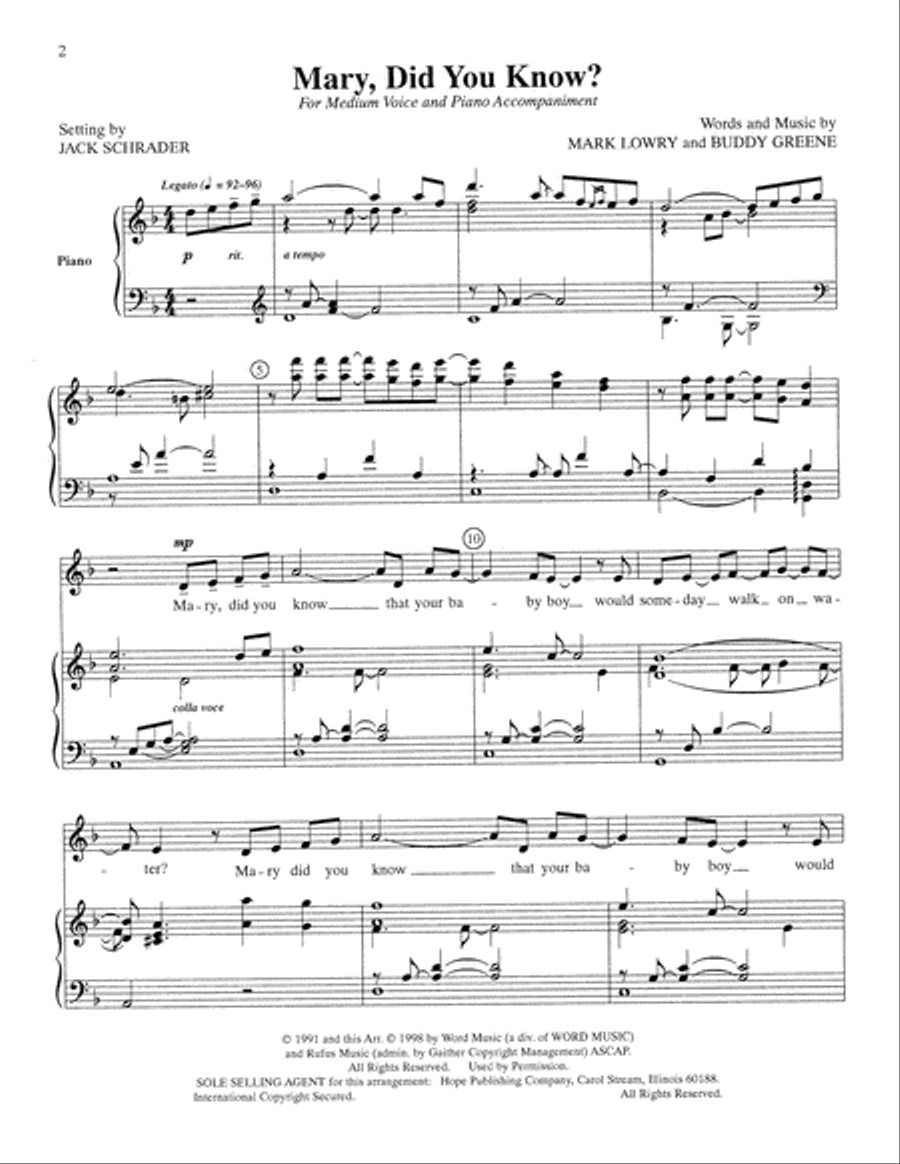 Mary, Did You Know? Solo Medium Voice scores gallery preview page 2