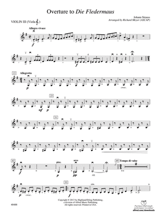 Overture to Die Fledermaus: 3rd Violin (Viola [TC])