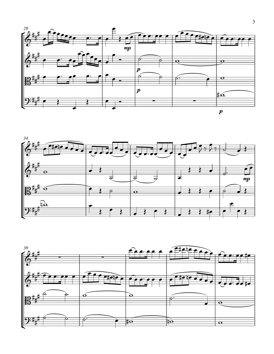 For String Quartet and Piano: Mozart's 23rd Piano Concerto, K. 488 - 1st Movement Chamber Orchestra scores gallery preview page 3