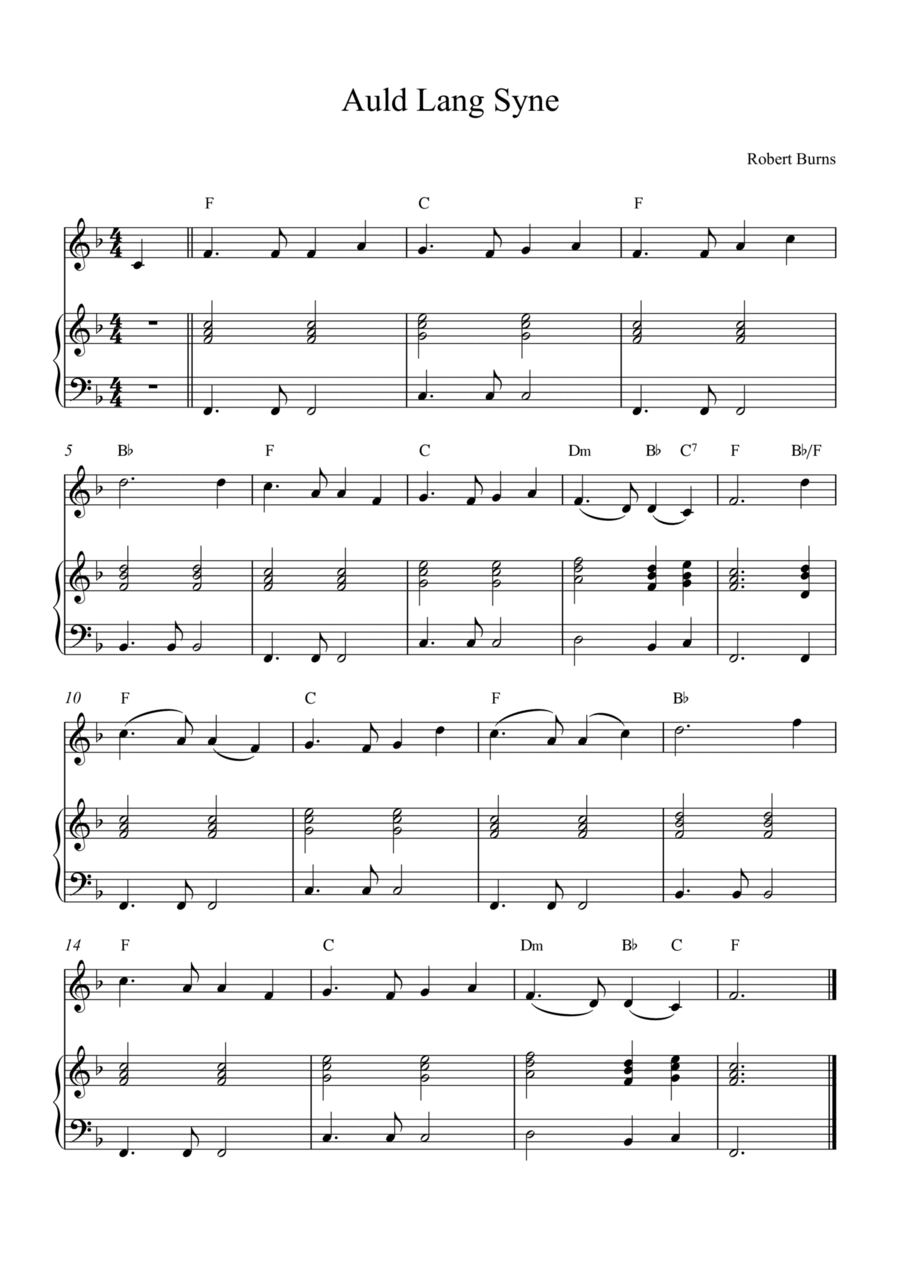 Auld Lang Syne Violin Solo scores gallery preview page 1