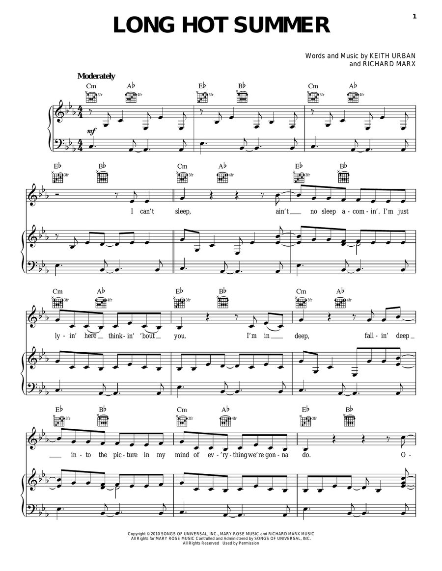 Long Hot Summer Long Hot Summer Piano, Vocal, Guitar scores gallery preview page 1