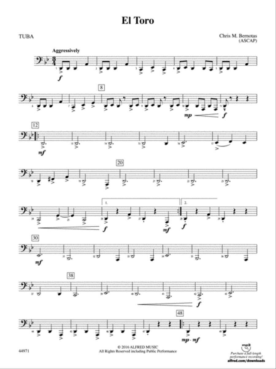El Toro: Tuba Concert Band scores gallery preview page 1