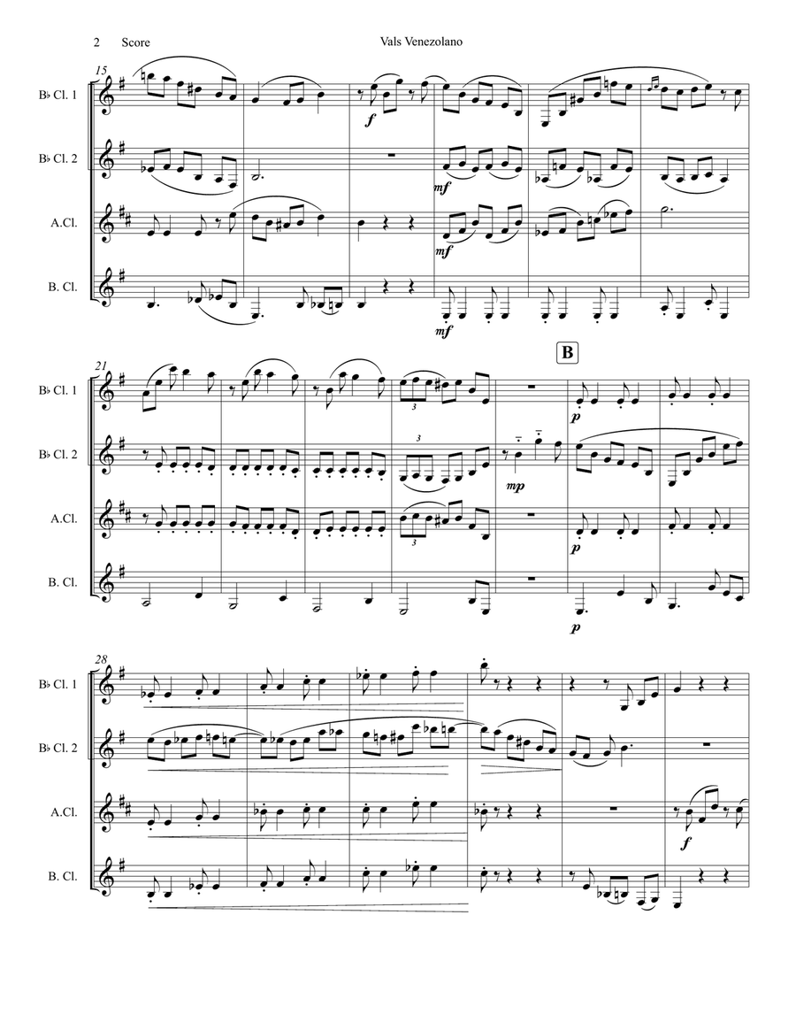 Vals Venezolano Woodwind Quartet scores gallery preview page 3