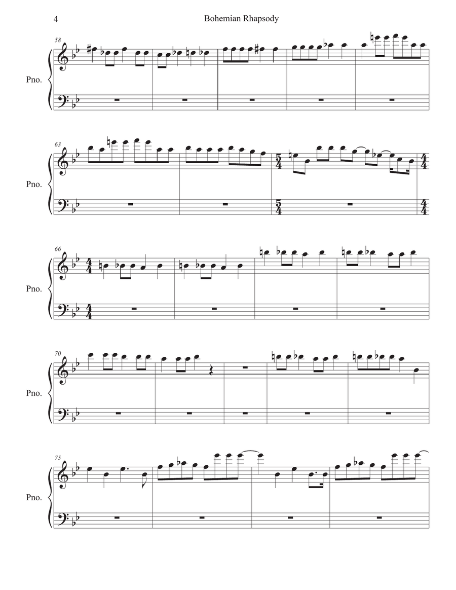 Bohemian Rhapsody Easy Piano scores gallery preview page 4