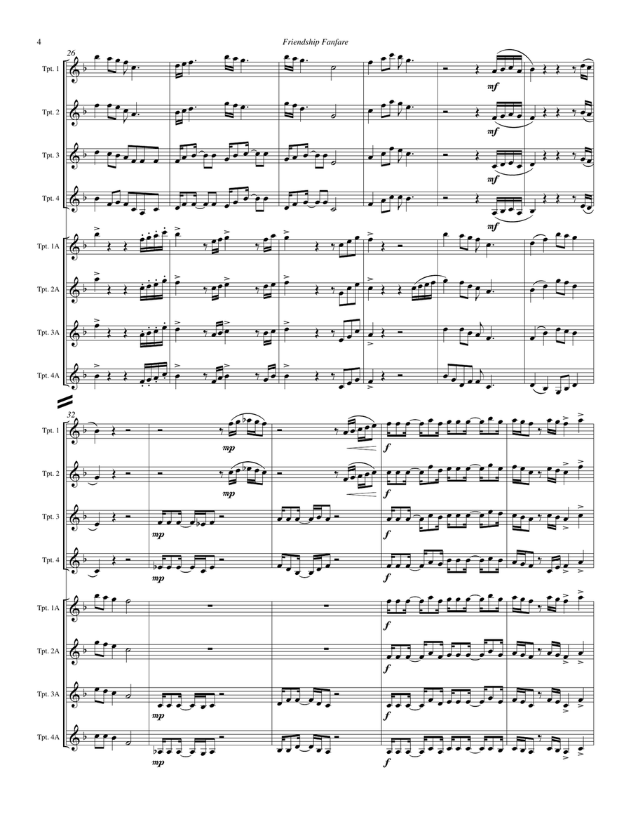 Friendship Fanfare for Trumpet Octet Large Ensemble scores gallery preview page 5