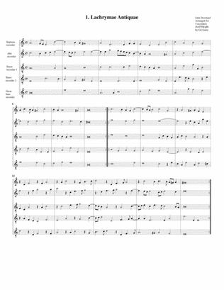 Lachrymae antiquae (1, 1604) (arrangement for 5 recorders)