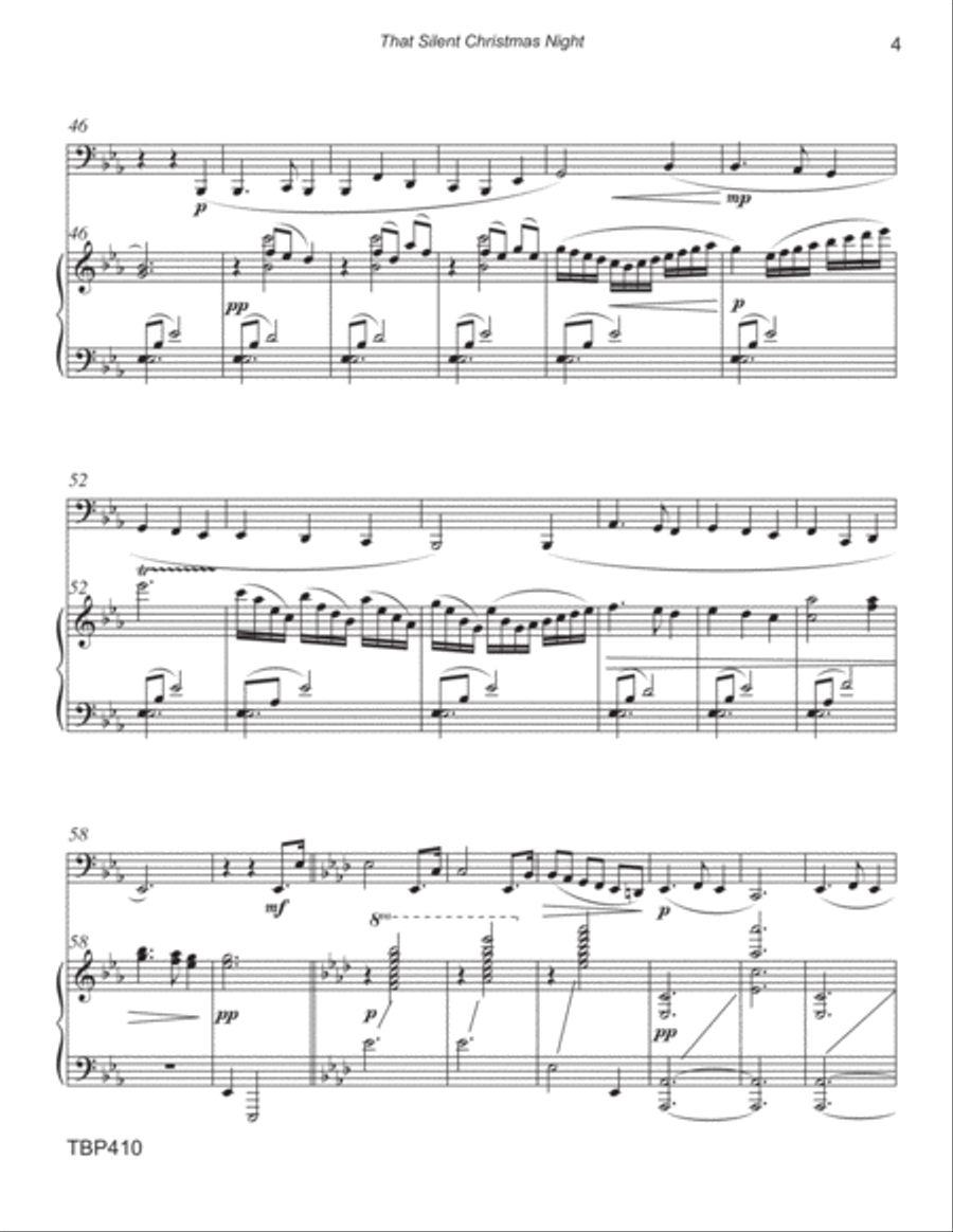 THAT SILENT CHRISTMAS NIGHT (medley) - TUBA SOLO with Piano Accompaniment Piano scores gallery preview page 4