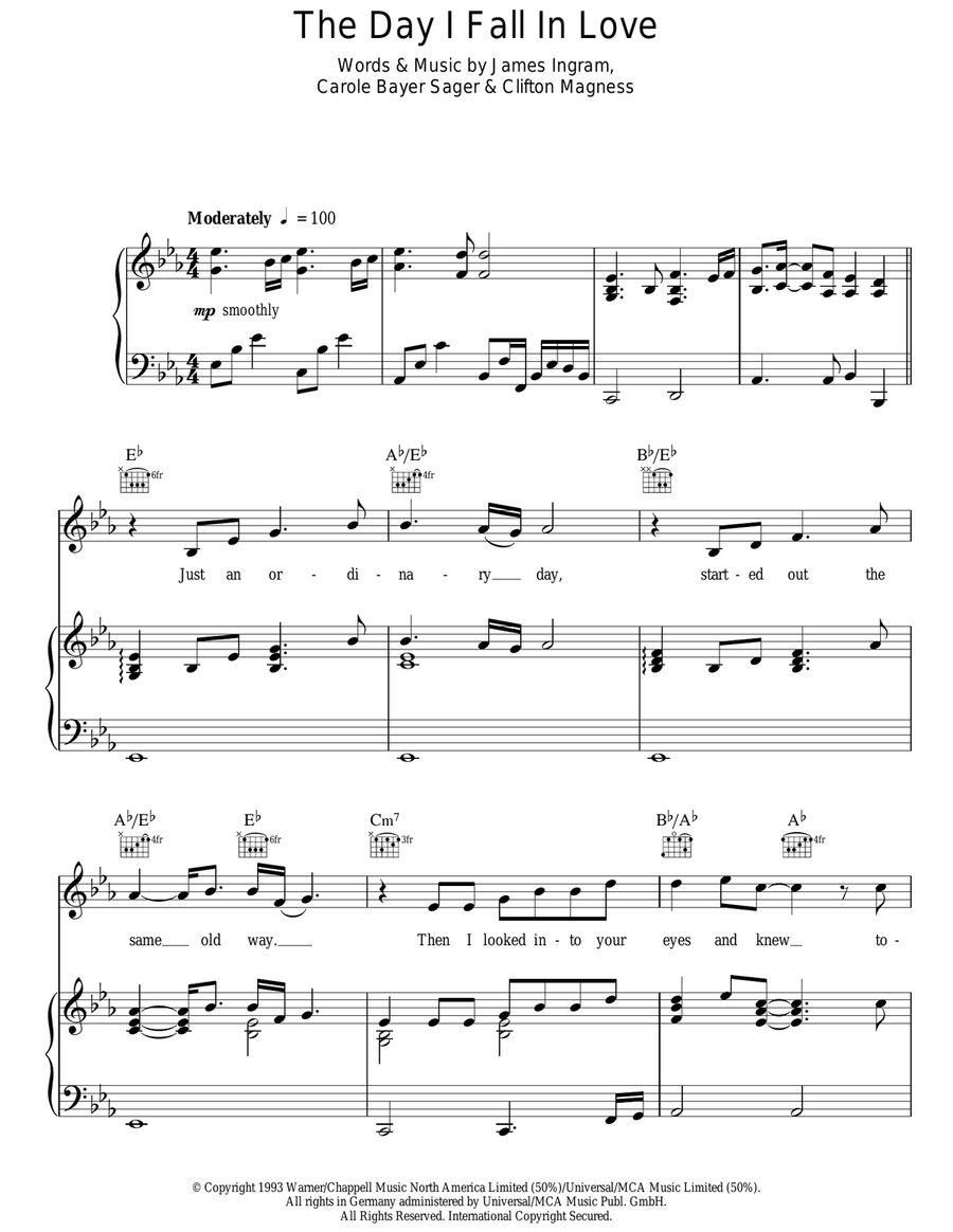 The Day I Fall In Love The Day I Fall In Love Guitar scores gallery preview page 1