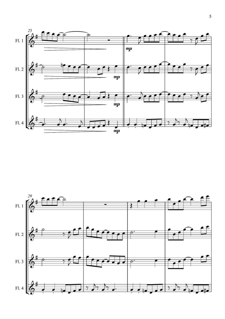 Carol of the Drum - for Flute Quartet Flute Quartet scores gallery preview page 5