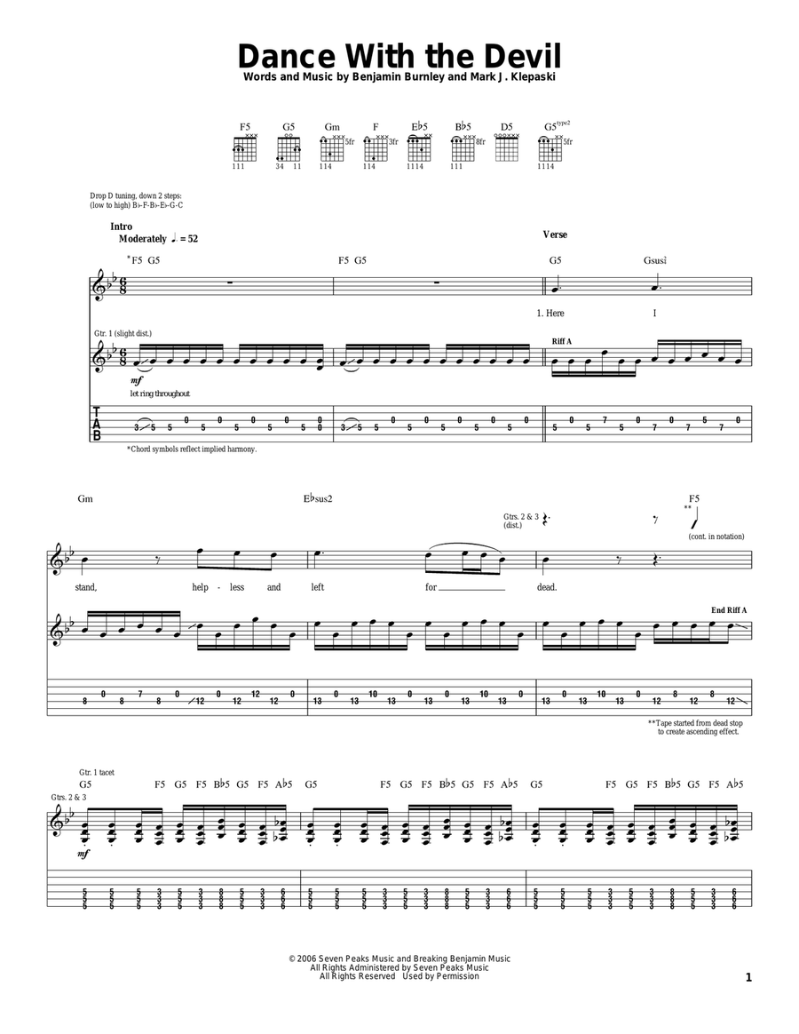Dance With The Devil Acoustic Guitar scores gallery preview page 1