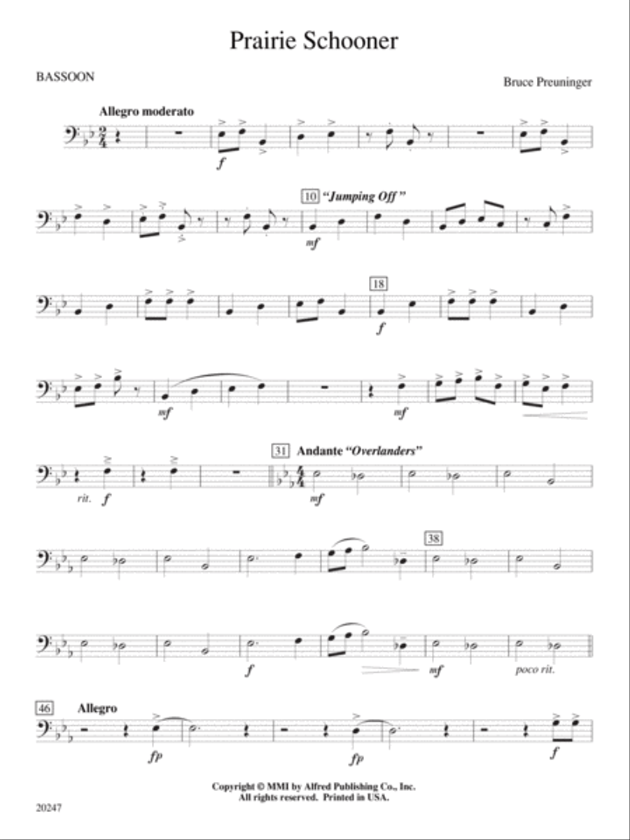 Prairie Schooner: Bassoon Concert Band scores gallery preview page 1