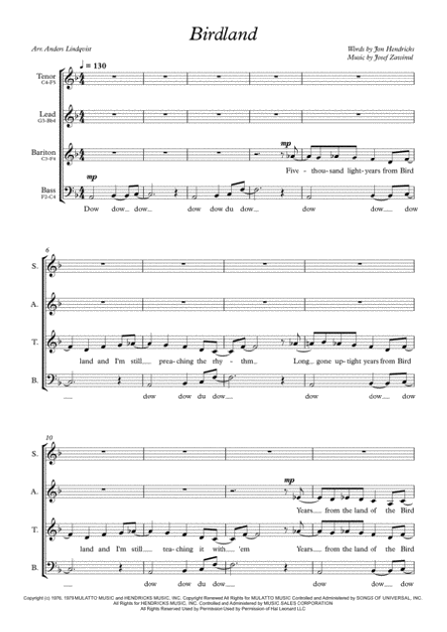 Birdland Birdland 4-Part scores gallery preview page 1