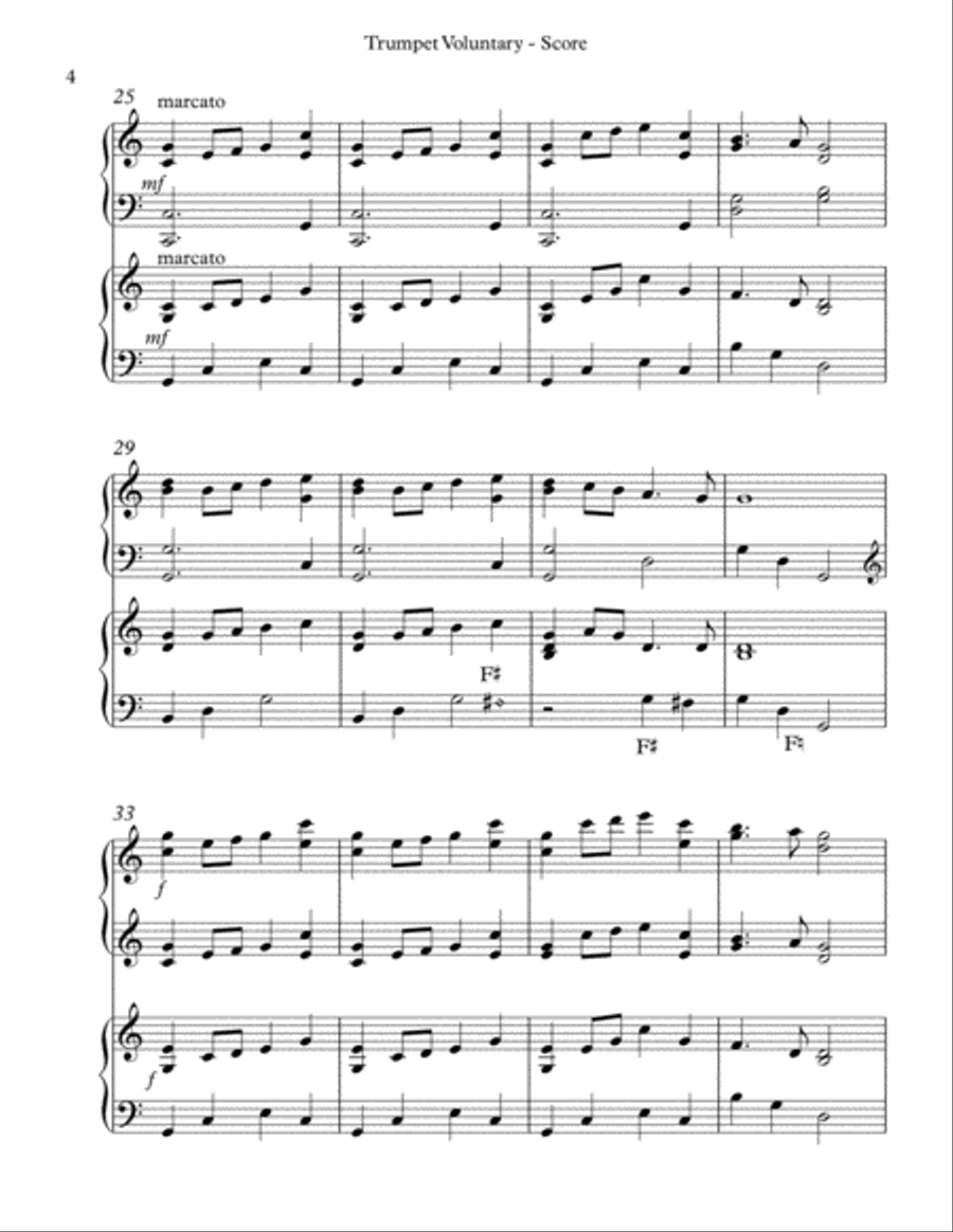 Trumpet Voluntary (The Prince of Denmark’s March), Harp Duet Trumpet scores gallery preview page 4