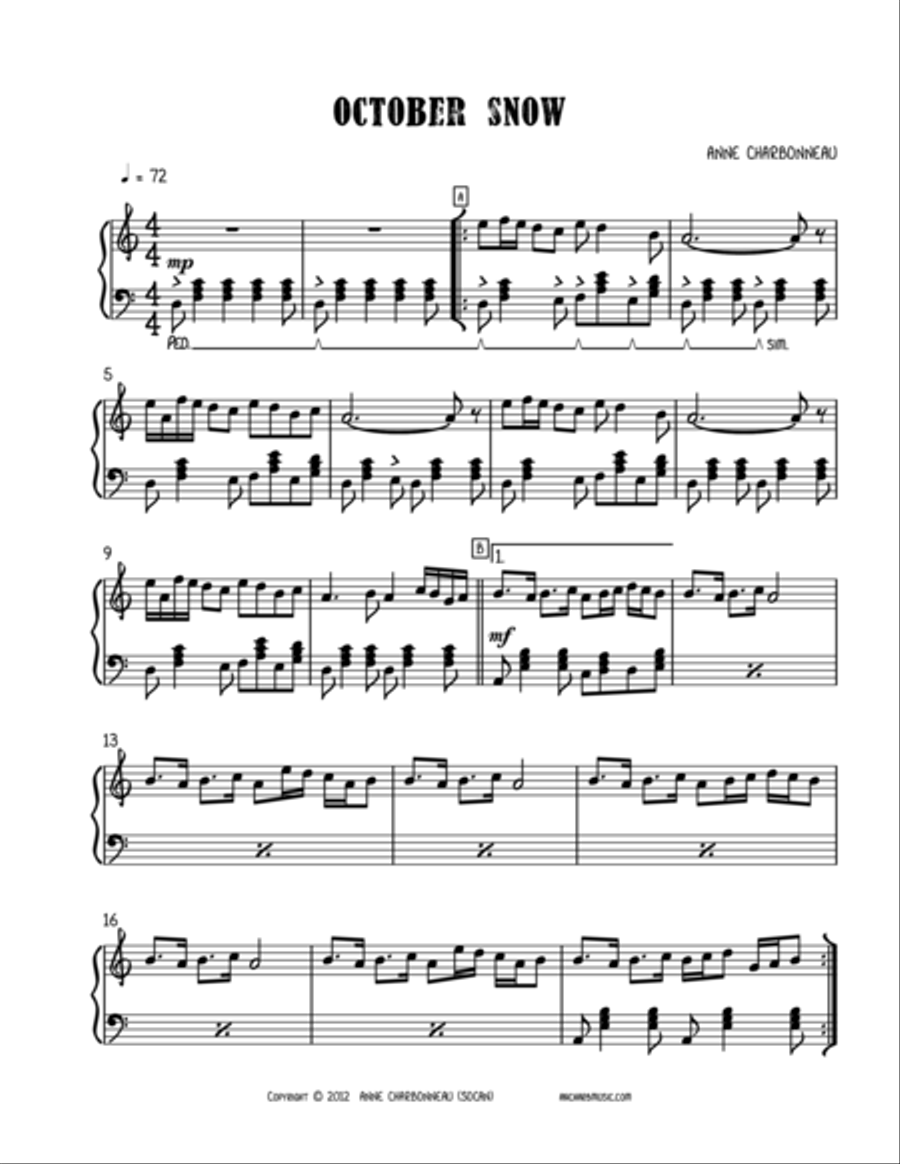 October Snow October Snow Piano Solo scores gallery preview page 1