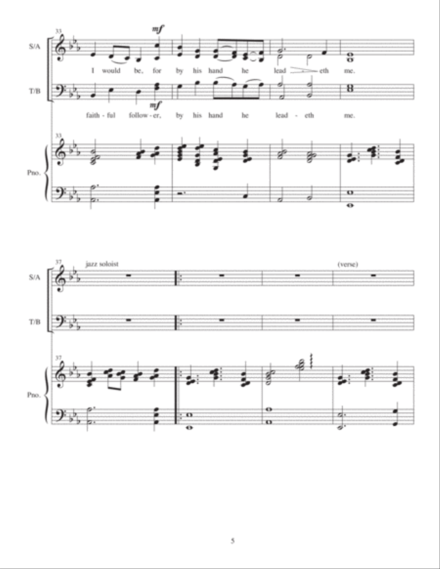 He Leadeth Me (choir + piano + jazz soloist) 4-Part scores gallery preview page 6