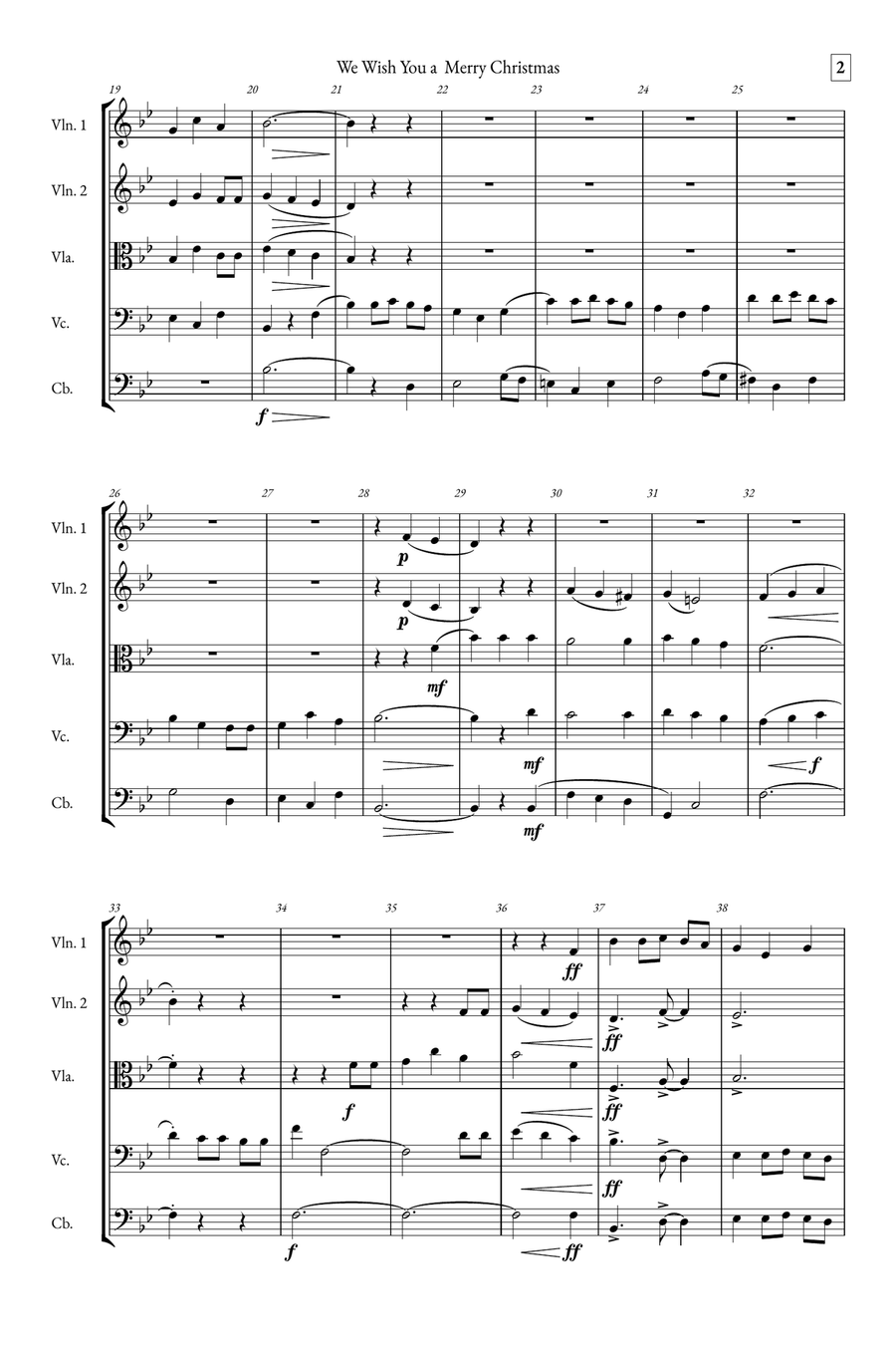 We Wish You a Merry Christmas String Quintet scores gallery preview page 2