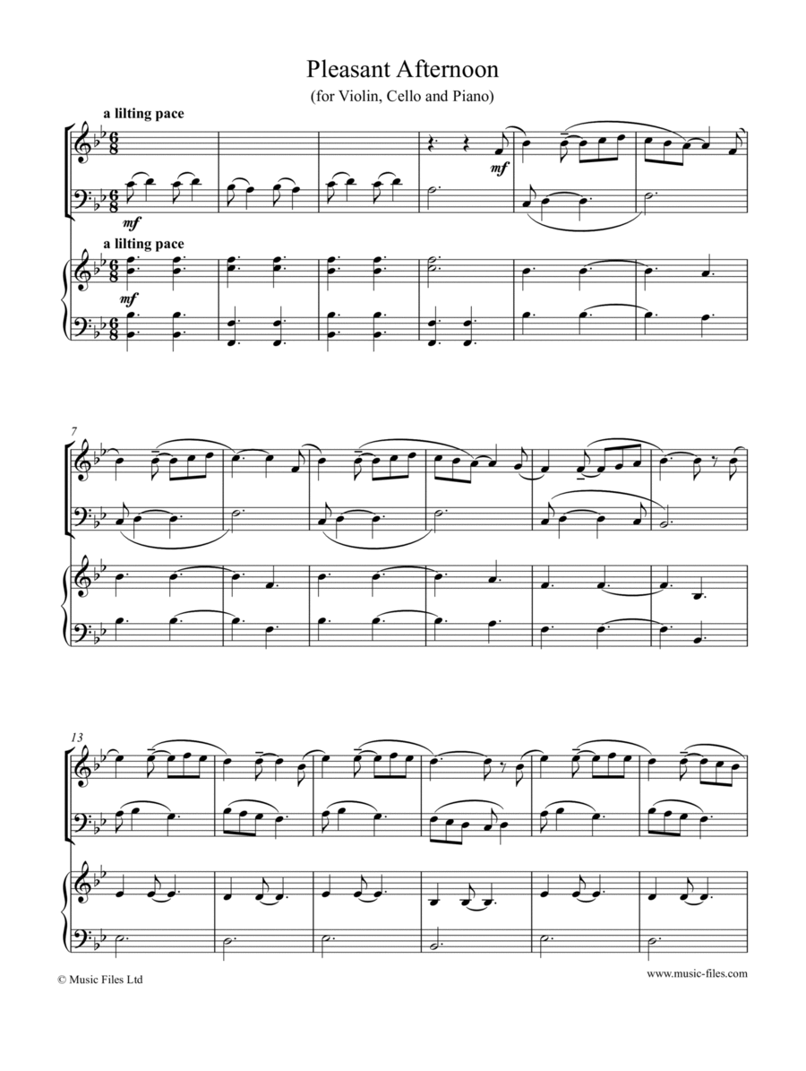 Pleasant Afternoon (Violin, Cello and Piano) Piano Trio scores gallery preview page 1