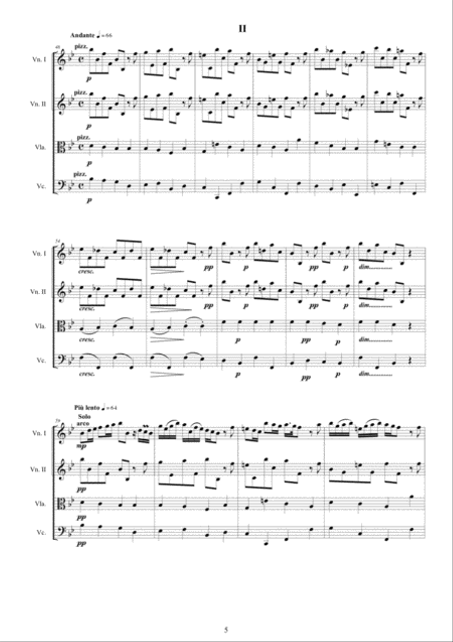 Vivaldi - Concerto 'Conca' in B flat major RV 163 for String Quartet String Quartet scores gallery preview page 5
