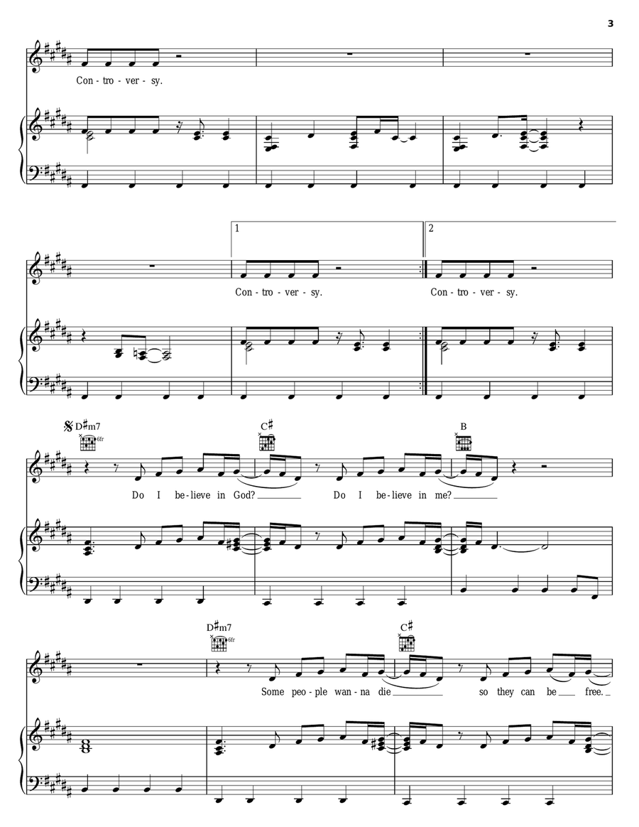 Controversy Piano, Vocal, Guitar scores gallery preview page 3