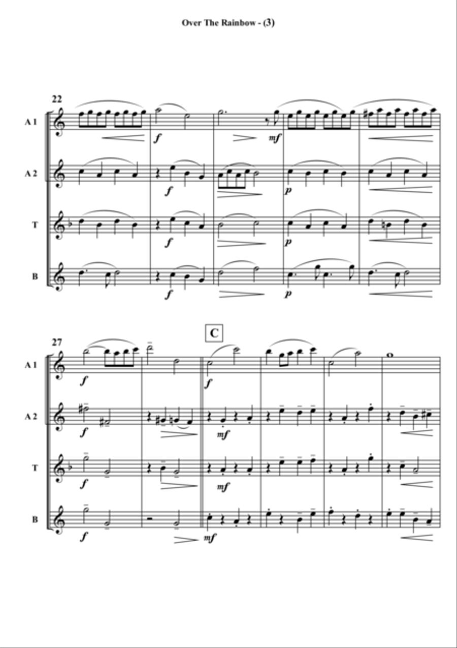 Over The Rainbow (from The Wizard Of Oz) Woodwind Quartet scores gallery preview page 4