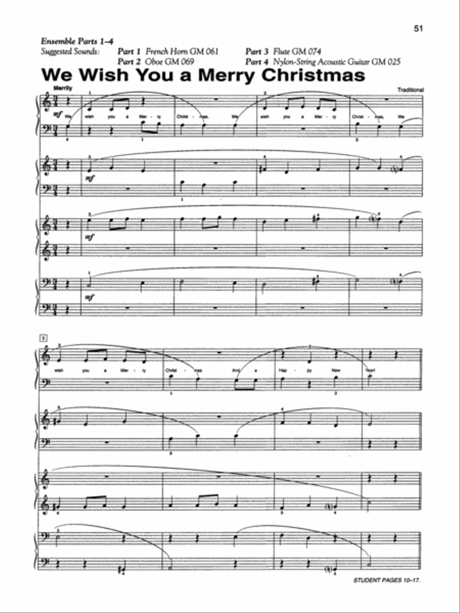 Alfred's Basic Piano Course: Merry Christmas! Ensemble, Level 1B 4-Part scores gallery preview page 7