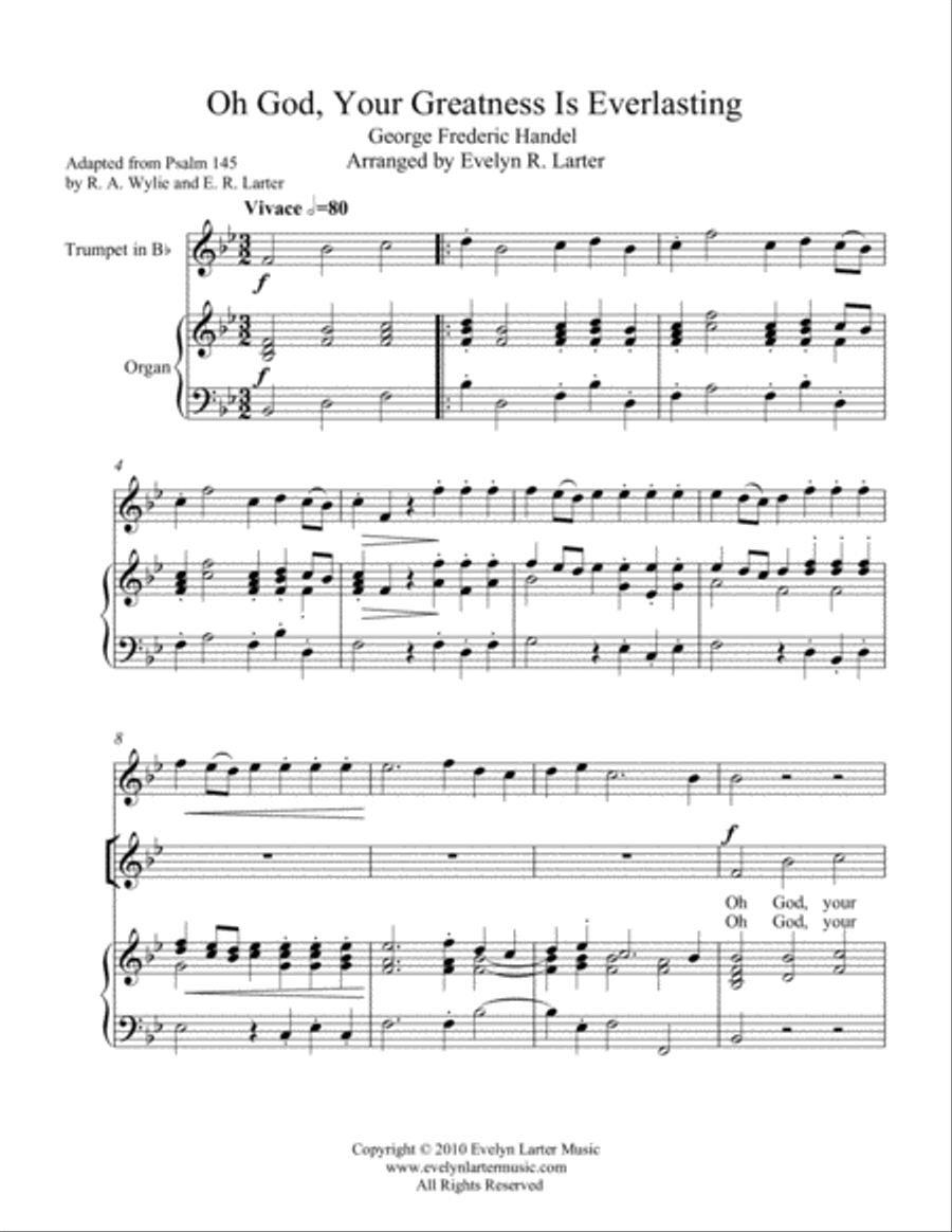 Oh God, Your Greatness Is Everlasting 4-Part scores gallery preview page 1