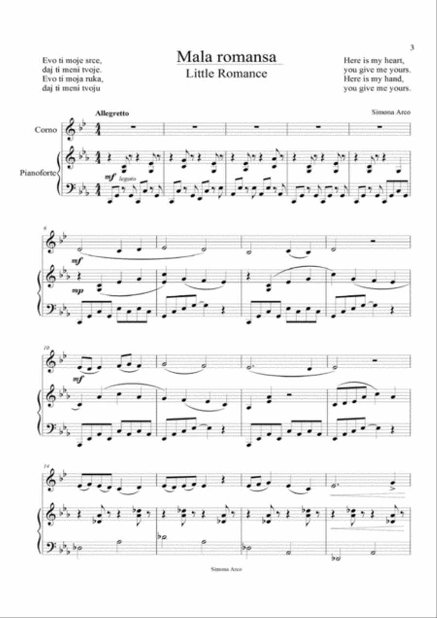 Little Romance Horn scores gallery preview page 2