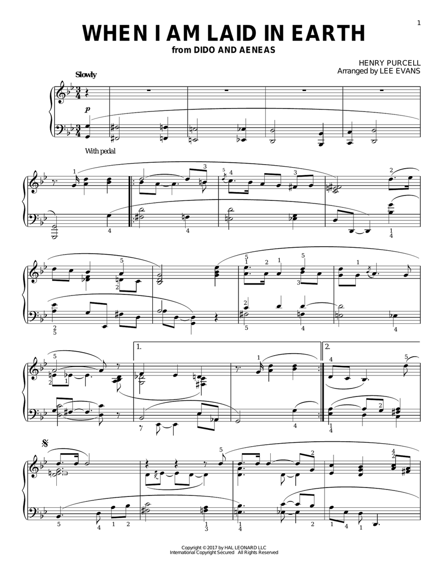 When I Am Laid In Earth (arr. Lee Evans)