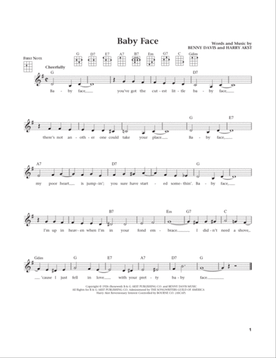 Baby Face (from The Daily Ukulele) (arr. Liz and Jim Beloff) Ukulele scores gallery preview page 1