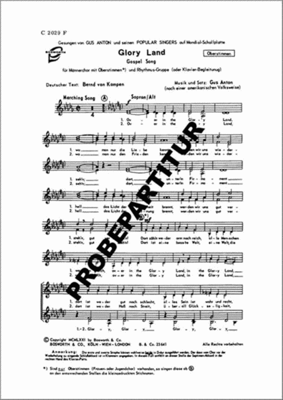 Glory Land Women's Choir scores gallery preview page 1