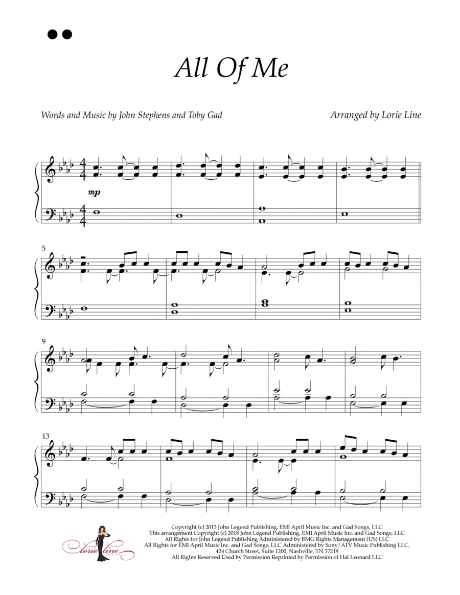 All Of Me Piano Solo scores gallery preview page 1