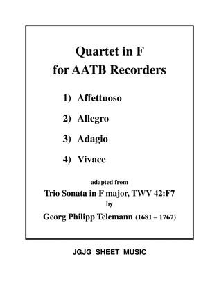 Book cover for Telemann Sonata for Recorder Quartet