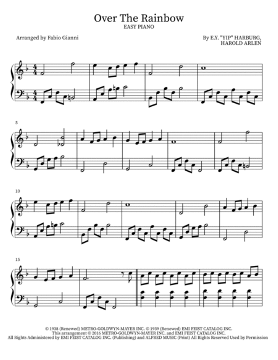 Over The Rainbow Over The Rainbow Easy Piano scores gallery preview page 2